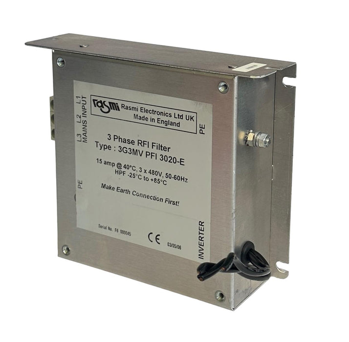 OMRON RASMI ELECTRONICS 3G3MV PFI 3020-E 3-PHASE RFI FILTER 15A 480V 50/60Hz