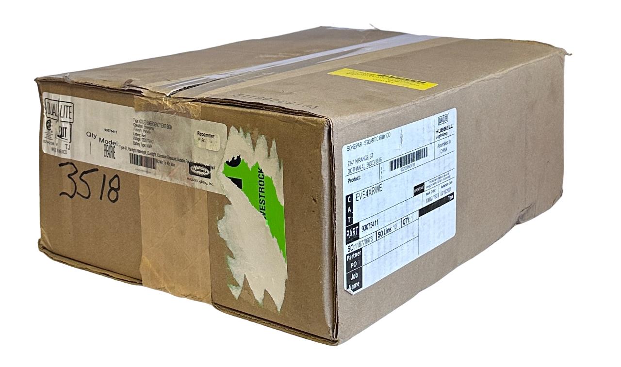 NEW HUBBELL DUAL LITE EVE4XRWE / 93075411 4X LED EMERGENCY EXIT SIGN 120/277VAC