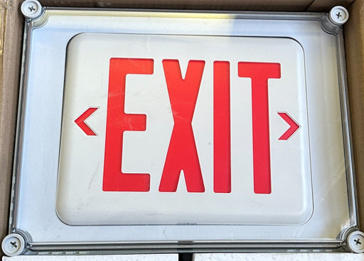NEW HUBBELL DUAL LITE EVE4XRWE / 93075411 4X LED EMERGENCY EXIT SIGN 120/277VAC