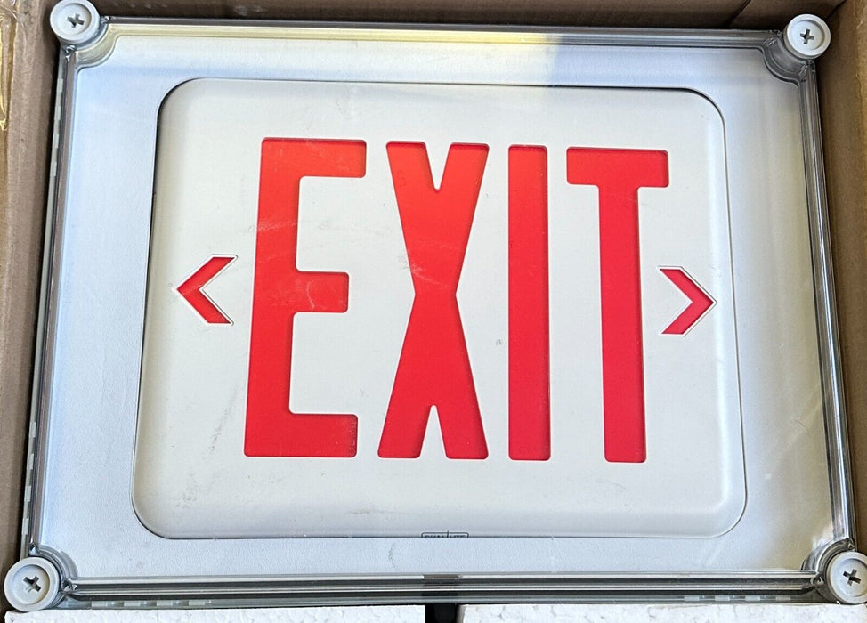 NEW HUBBELL DUAL LITE EVE4XRWE / 93075411 4X LED EMERGENCY EXIT SIGN 120/277VAC
