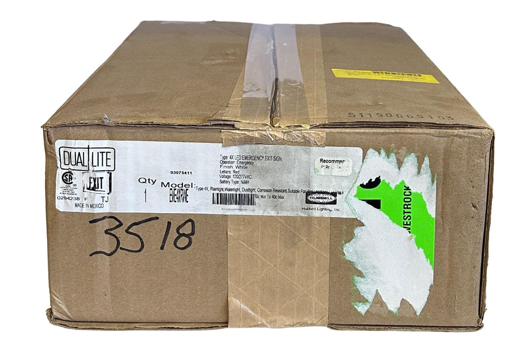 NEW HUBBELL DUAL LITE EVE4XRWE / 93075411 4X LED EMERGENCY EXIT SIGN 120/277VAC