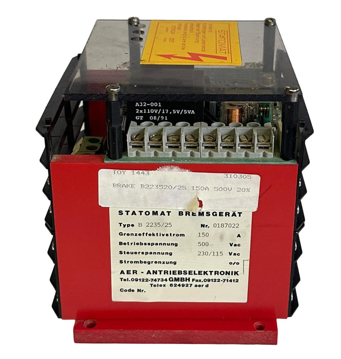 NEW AER STATOMAT BREMSGERAT B2235/25 / B223525 BRAKE UNIT 150A 230/115VAC NNB