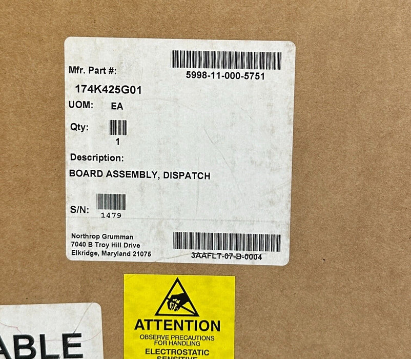 NEW NORTHRUP GRUMMAN 174K425G01 / 97942ASSY DISPATCH BOARD 5998-11-000-5751