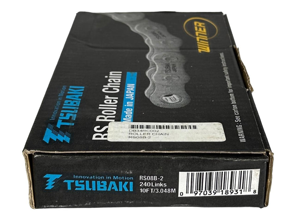 NEW TSUBAKI RS08B-2 / RS08B2 BS ROLLER CHAIN 240 LINKS 10FT/3.048M ISO606/DIN