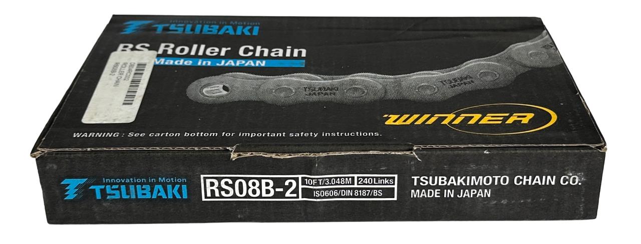 NEW TSUBAKI RS08B-2 / RS08B2 BS ROLLER CHAIN 240 LINKS 10FT/3.048M ISO606/DIN