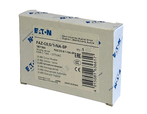 NEW EATON FAZ-C0,5/1-NA-SP / 167164 MOELLER SERIES 0.5A CIRCUIT BREAKER 277VAC
