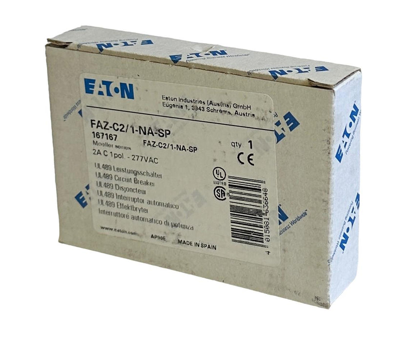 NEW EATON FAZ-C2/1-NA-SP / 167167 MOELLER SERIES 2A CIRCUIT BREAKER 1POL 277VAC