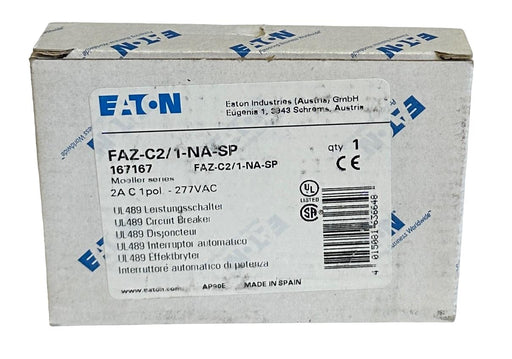 NEW EATON FAZ-C2/1-NA-SP / 167167 MOELLER SERIES 2A CIRCUIT BREAKER 1POL 277VAC