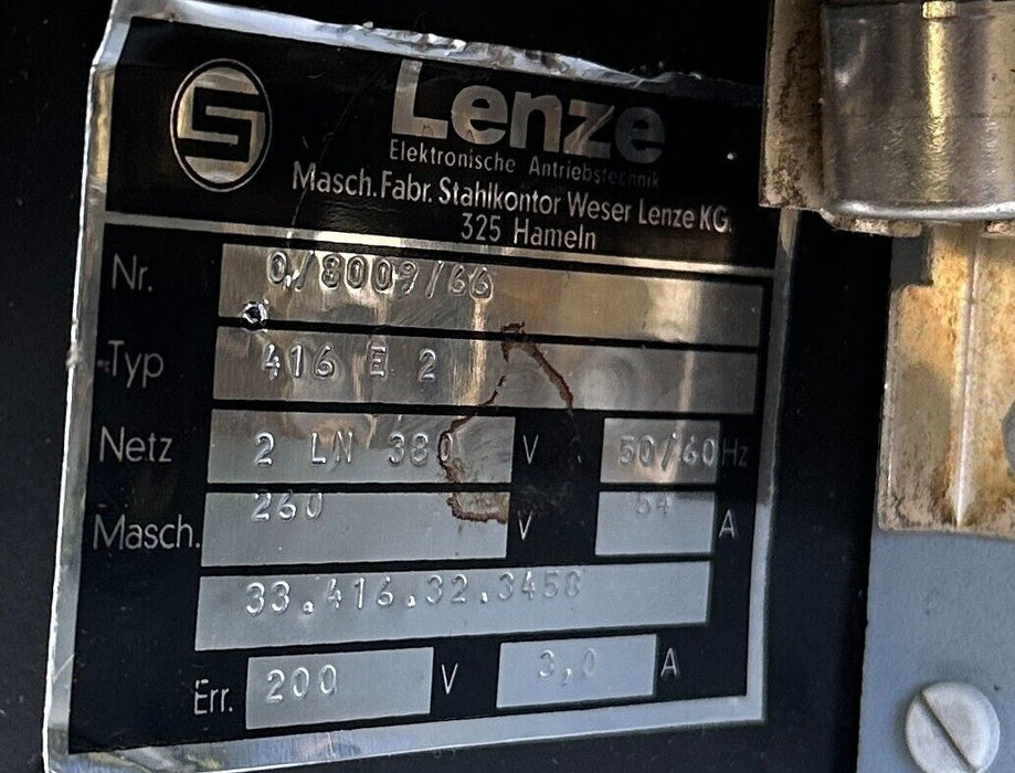 LENZE 0/8009/66 / 416-E2 / 33.416.32.345 MOTOR DRIVE AMPLIFIER 380V 54A 416E2