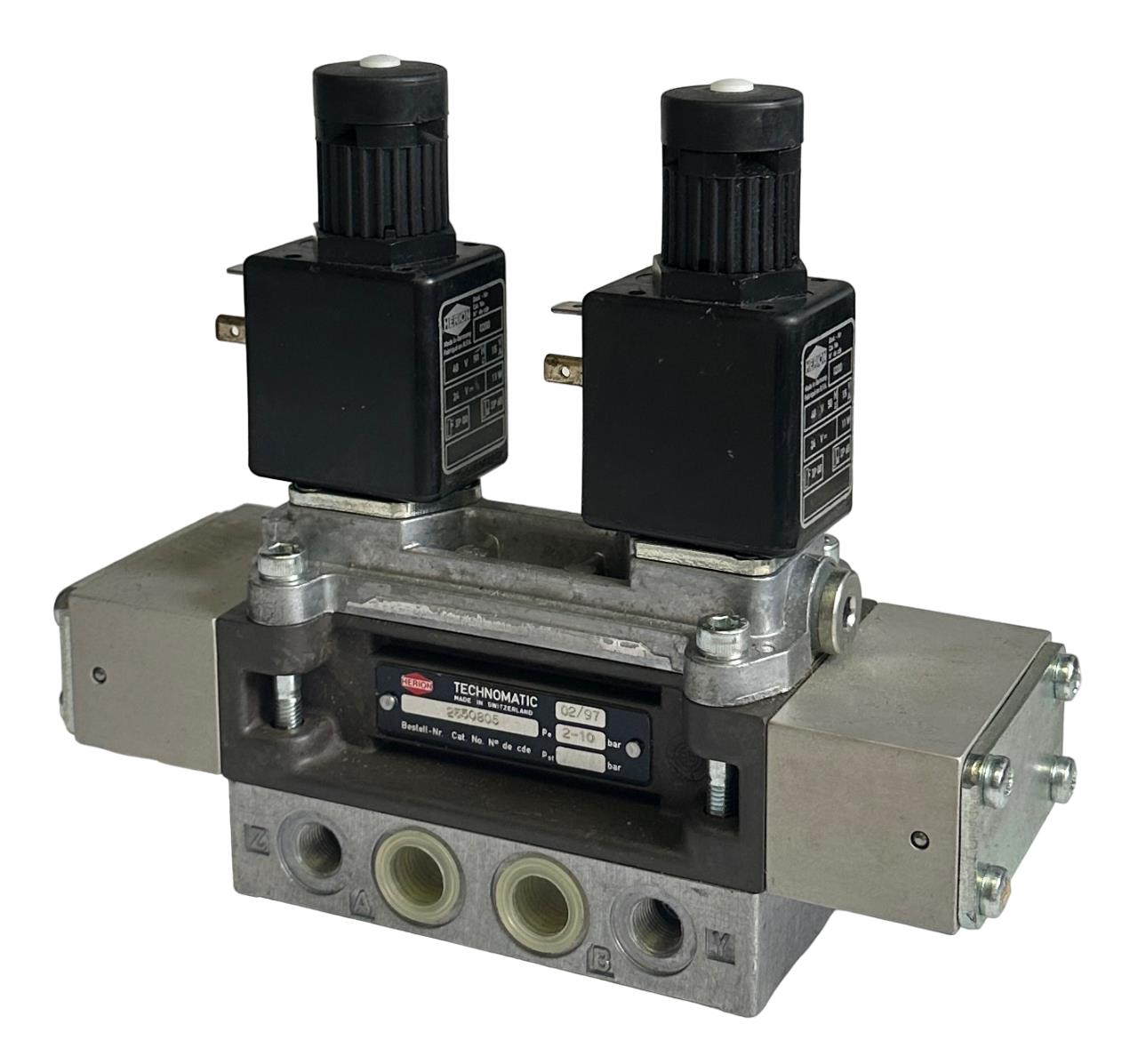 NEW HERION TECHNOMATIC 2550805 SOLENOID VALVE W/ 0200 48V COILS 50Hz 2-10BAR