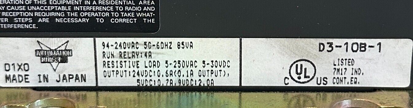 AUTOMATION DIRECT D3-10B-1 / D310B1 DIRECT LOGIC 305 KOYO 10-SLOT RACK 94-240VAC