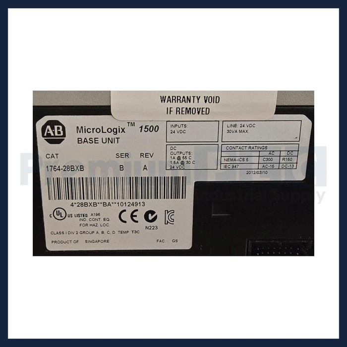 ALLEN BRADLEY 1764-28BXB /B MicroLogix 1500 28-PT CONTROLLER NSNP (READ)