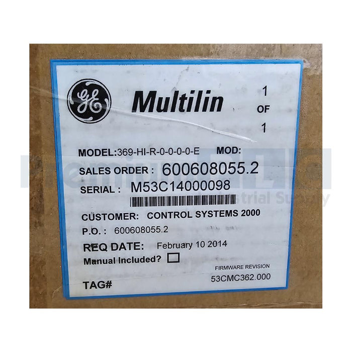 NEW GE Multilin 369 Legacy MOTOR MANAGEMENT PROTECTION RELAY 369-HI-R-0-0-0-0-E