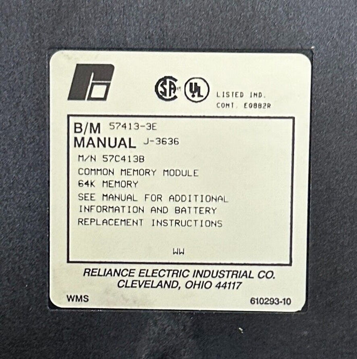 RELIANCE ELECTRIC 57C413B / 57413-3E AUTOMAX COMMON MEMORY MODULE 64K