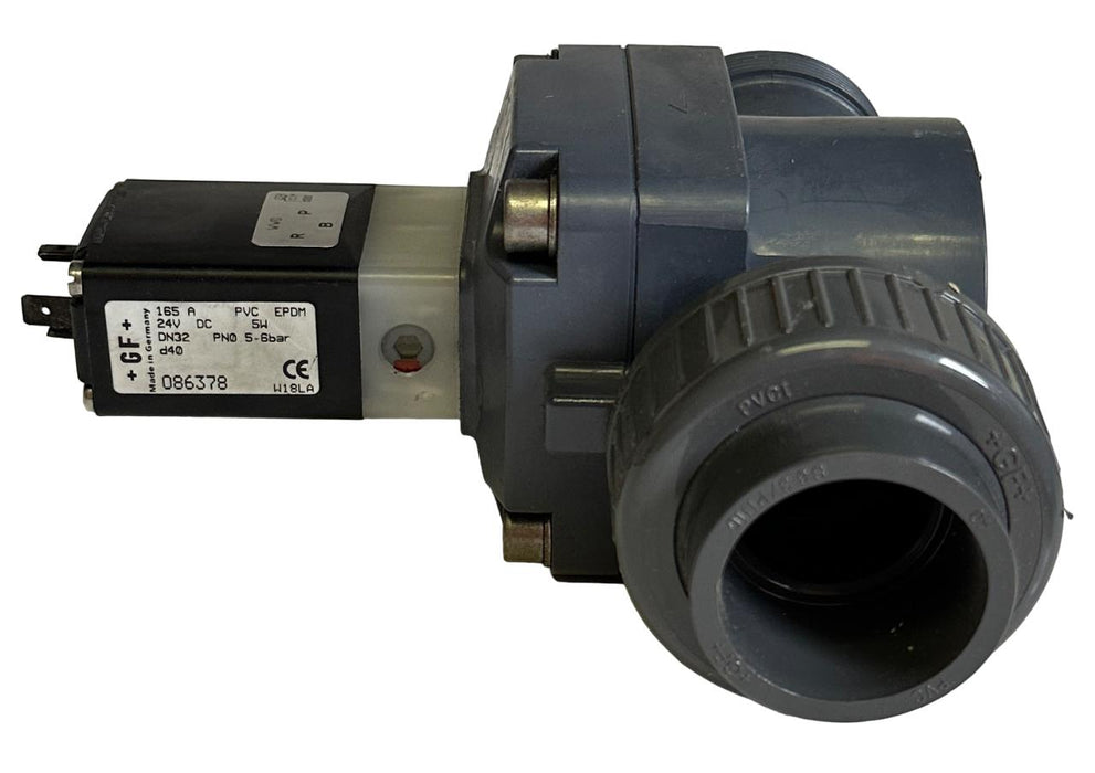 NEW +GF+ SIGNET DN32 TRUE UNION BALL VALVE 165A PVC EPDM 24VDC 5W d40 086378