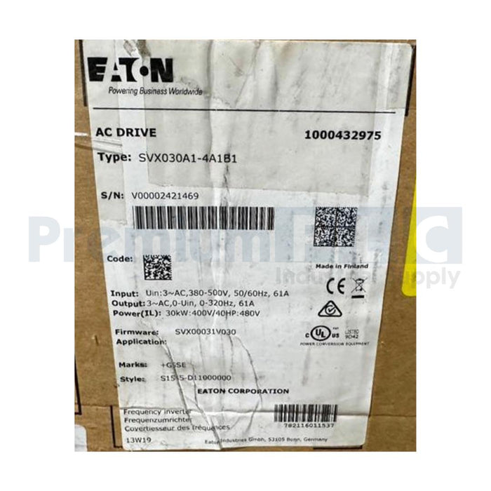 NEW EATON SVX030A1-4A1B1 / SVX030A14A1B1 SVX9000 AC DRIVE VFD 40HP / 480V NSMP