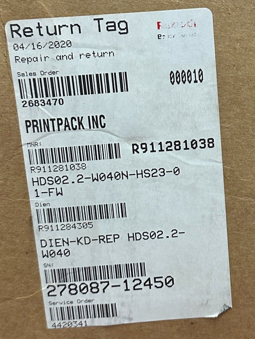 REPAIRED REXROTH HDS02.2-W040N-HS23-01-FW / R911281038 Diax SERVO DRIVE SERCOS