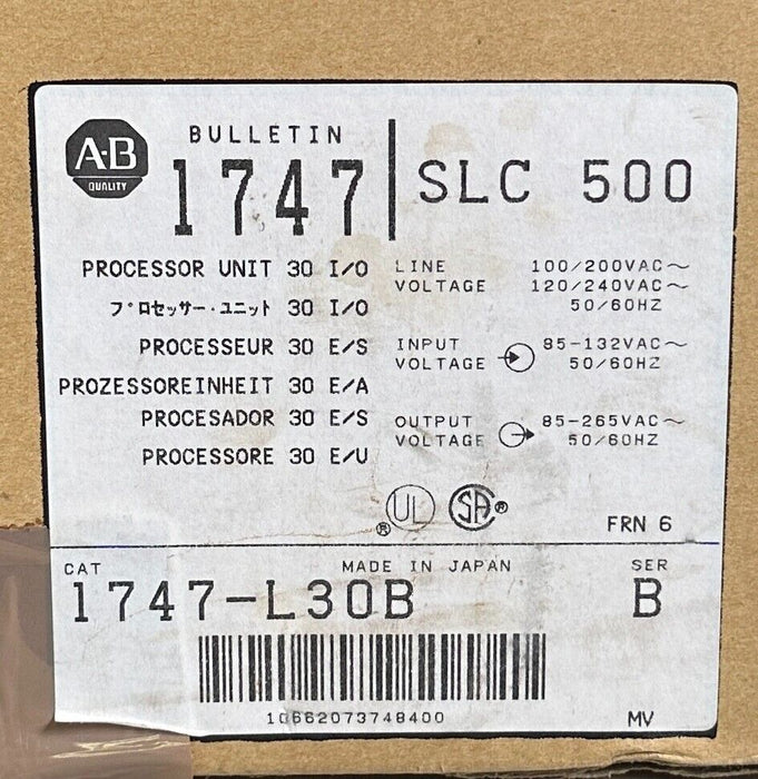 ALLEN BRADLEY 1747-L30B /B SLC500 PROCESSOR UNIT 30 I/O CONTROLLER NSMP