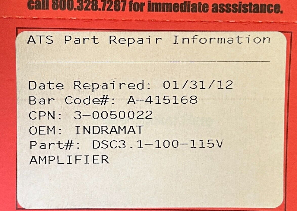 REPAIRED INDRAMAT DSC 3.1-100-115V / DSC31100115V SERVO DRIVE CONTROLLER AMP