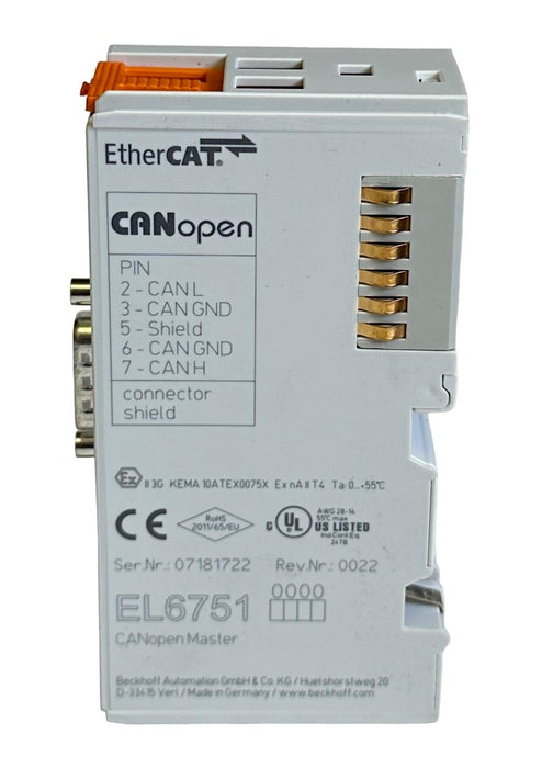 NEW BECKHOFF EL6751 I/O SERIES CANopen MASTER TERMINAL EtherCAT OEM