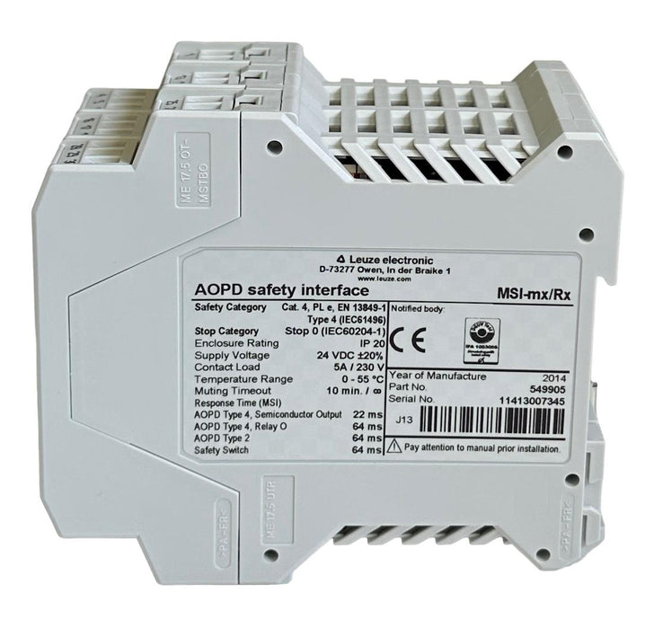 NEW LEUZE MSI-mx/Rx / 549905 LUMIFLEX MSI AODP SAFETY INTERFACE RELAY 24VDC
