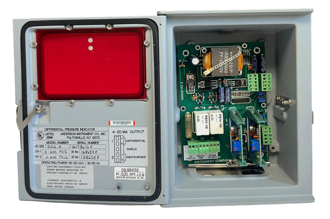 For Parts ANDERSON JD222-B02A / JD222B02A DIFFERENTIAL PRESSURE INDICATOR 4-20mA