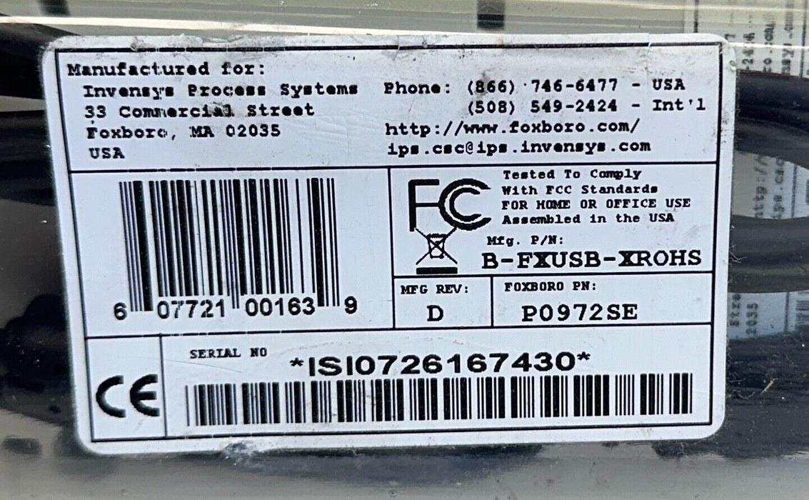 NEW INVENSYS FOXBORO P0972SE / B-FXUSB-XROHS USB TRACKBALL Rev. D NSMP