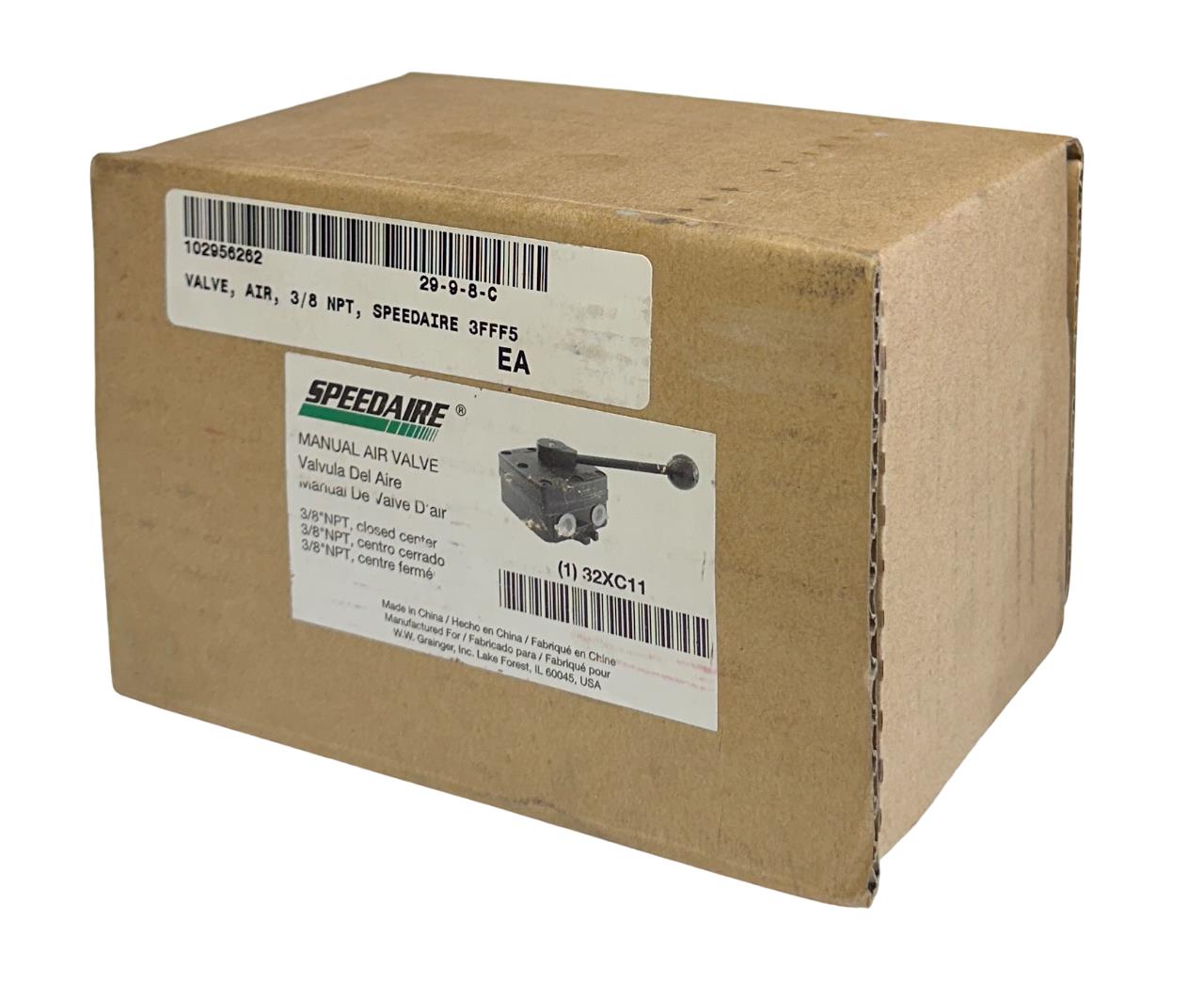 NEW SPEEDAIRE 32XC11 MANUAL AIR VALVE 3/8'' NPT CLOSED CENTER NSMP