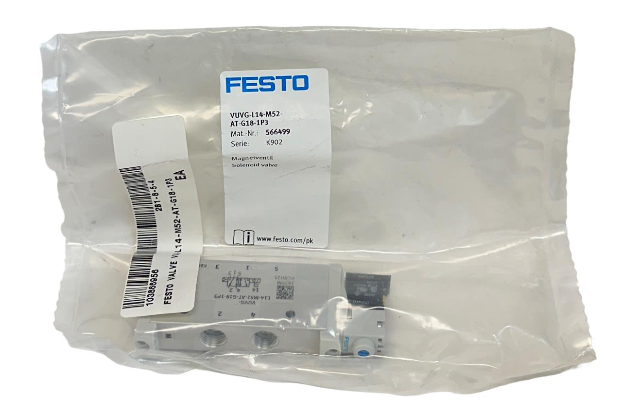 NEW FESTO VUVG-L14-M52-AT-G18-1P3 / 566499 5/2 SOLENOID VALVE 24VDC 14mm NSFS