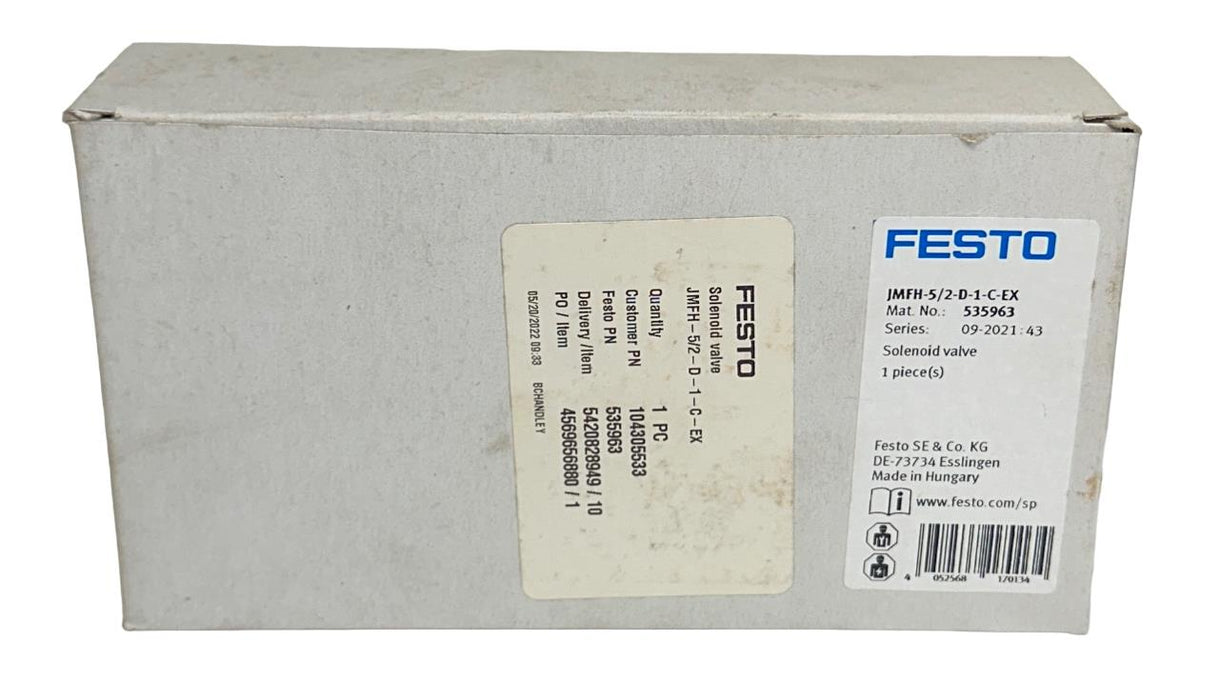NEW FESTO JMFH-5/2-D-1-C-EX / 535963 ELECTRICAL SOLENOID VALVE 5/2 ISO NSMP