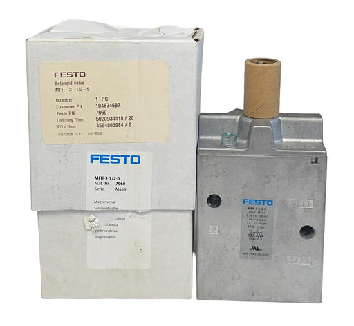 NEW FESTO MFH-3-1/2-S / 7960 ELECTRICAL AIR SOLENOID VALVE 3/2 52mm NSMP