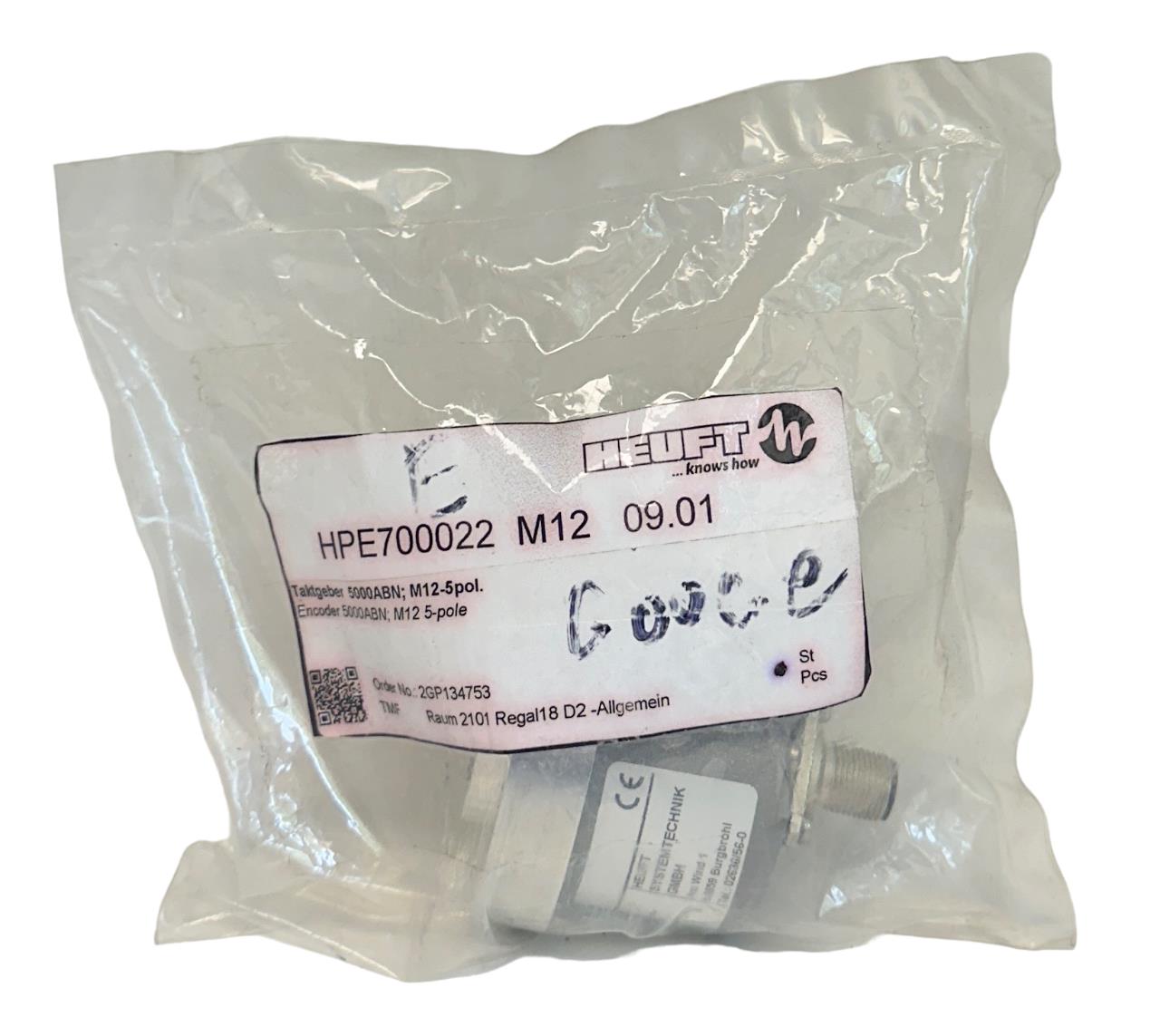 NEW HEUFT HPE700022 M12 09.01 EBI INCREMENTAL ENCODER 10-30VDC 5000PPR 70mA NSFS