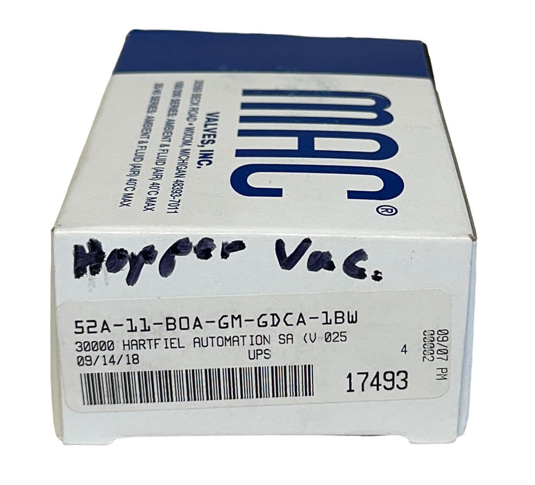 NEW MAC 52A-11-BOA-GM-GDCA-1BW SOLENOID VALVE 20-120PSI 24VDC 1.8W NSMP
