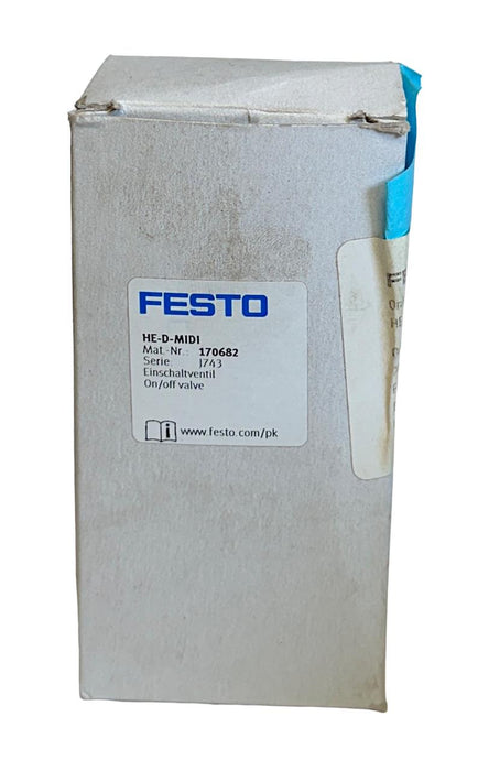 NEW FESTO HE-D-MIDI / 170682 ON/OFF SHUTOFF VALVE 16BAR 240PSI 1.6MPa NSMP