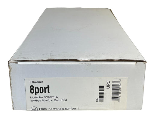 NEW 3COM 3C16701A / 8PORT 10Mpbs RJ-45 + COAX PORT EtherNet HUB 8-PORT NSMP