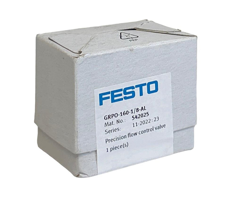 NEW SEALED FESTO GRPO-160-1/8-AL / 542025 PRECISION FLOW CONTROL VALVE G1/8 NSFS