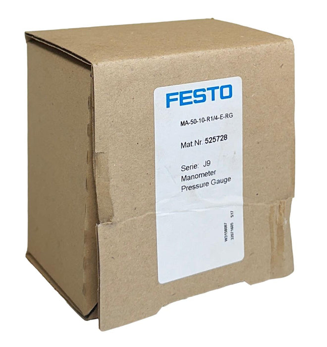 NEW FESTO MA-50-10-R1/4-E-RG / 525728 SERIES J9 PRESSURE GAUGE MANOMETER NSMP