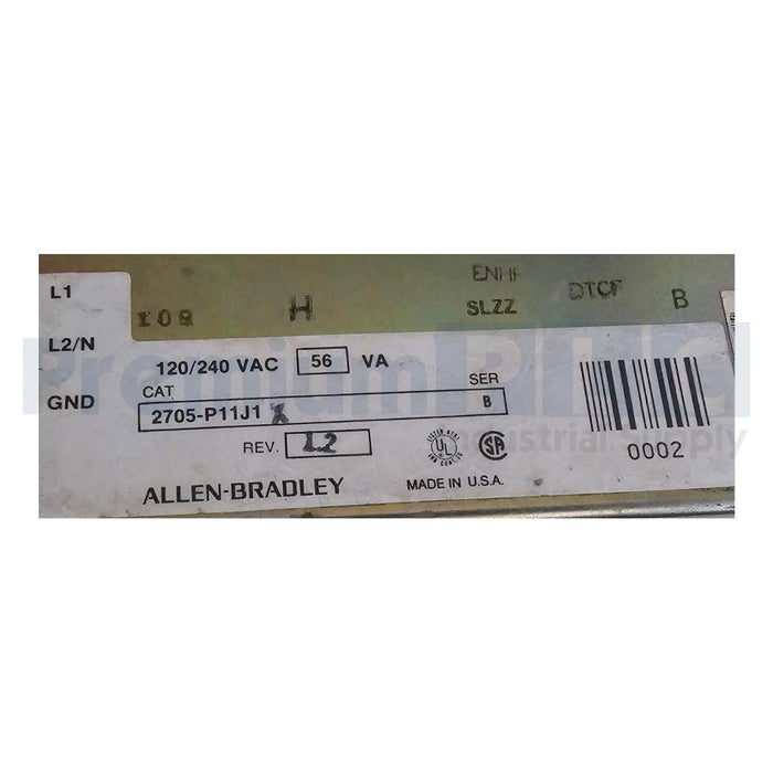 ALLEN BRADLEY 2705-P11J1 /B RediPANEL LIGHTED PUSH BUTTON MODULE 120/240VAC REPR