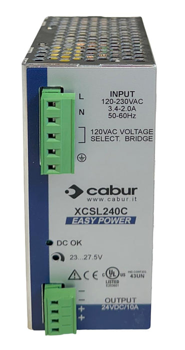 CABUR XCSL240C / CSL240C SWITCHING POWER SUPPLY 120-230VAC IN 24VDC OUT 10A NSMP