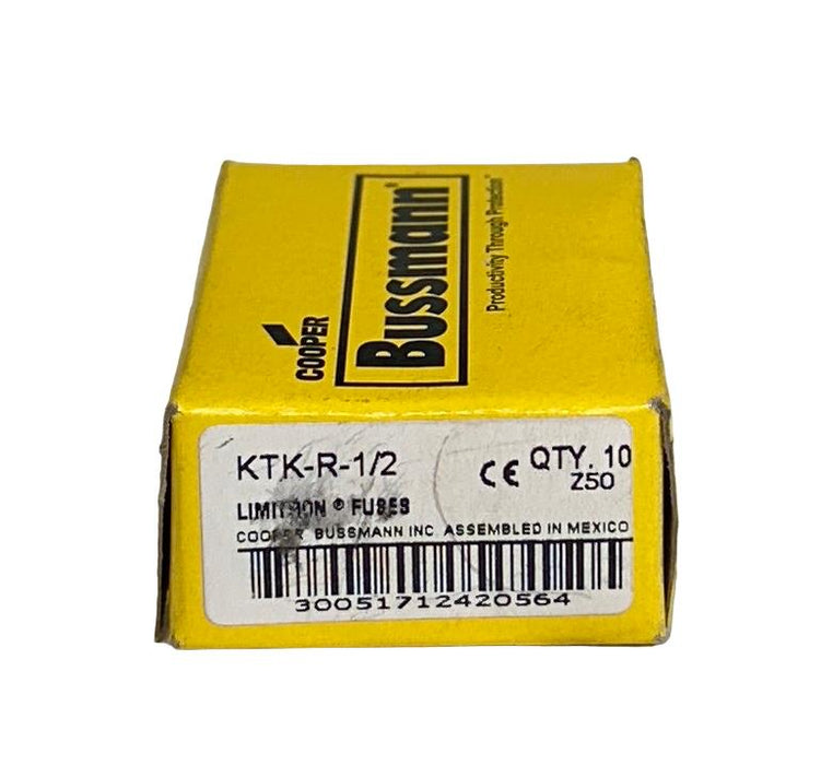 10 COOPER BUSSMANN KTK-R-1/2 / KTKR12 LIMITRON FUSES CLASS CC 0.5A NSMP