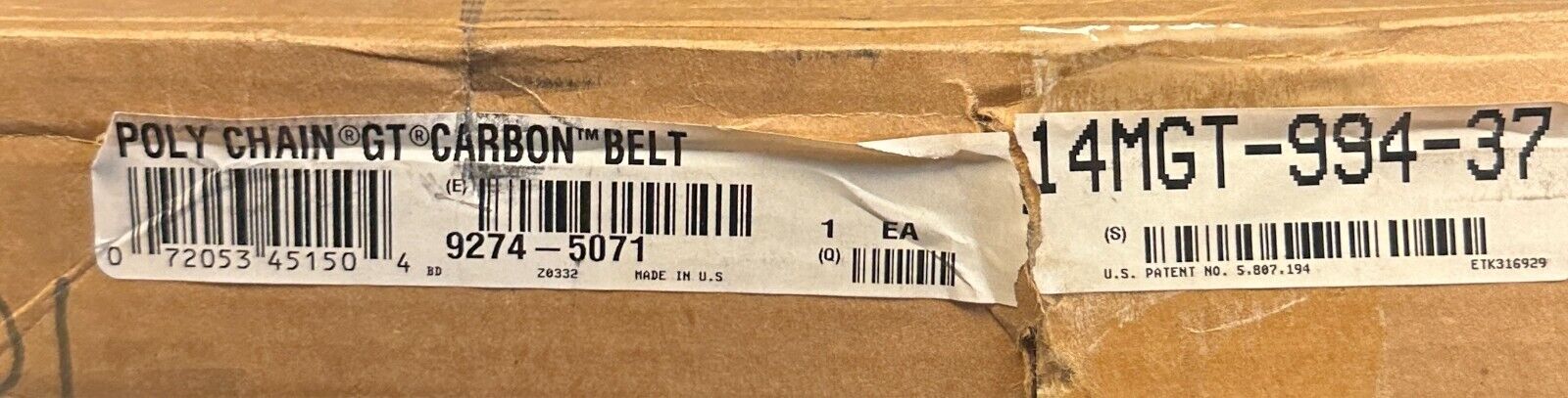 GATES 14MGT-994-37 / 9274-5071 POLY CHAIN GT CARBON BELT 37mm W 71-TEETH NSMP