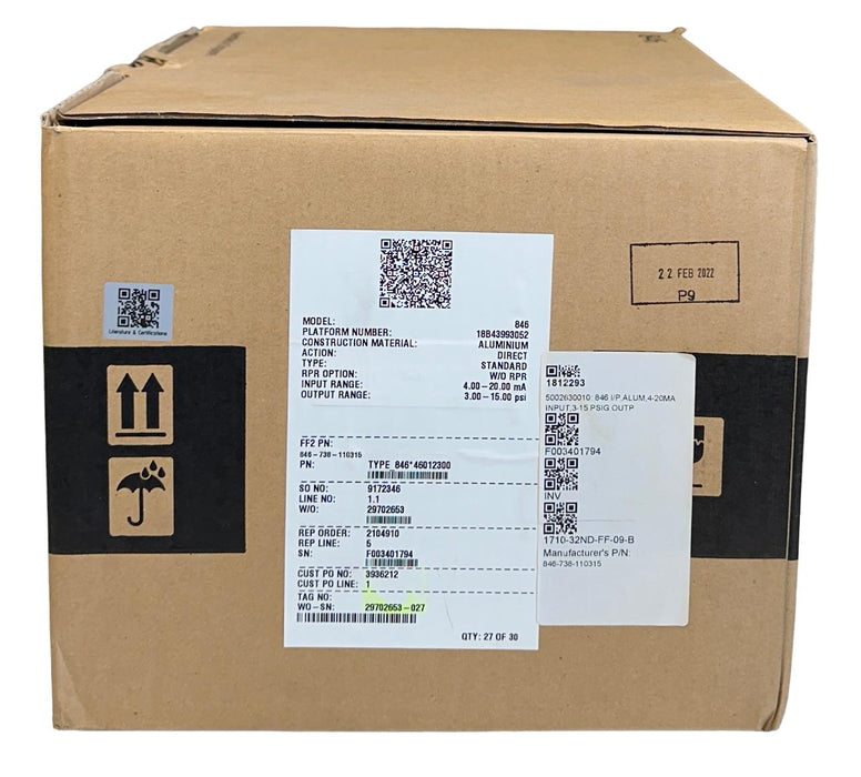 FISHER 846-738-110315 / 18B43993052 Electro-Pneumatic TRANSDUCER TYPE 846 NSMP