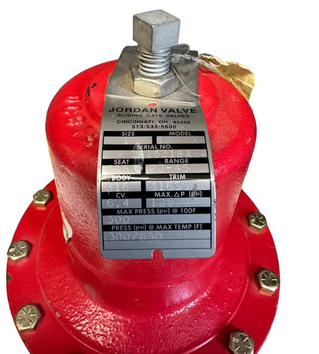 JORDAN VALVE MODEL 60 SELF-OPERATED SLIDING GATE PRESSURE REGULATOR SIZE 1 NSNP