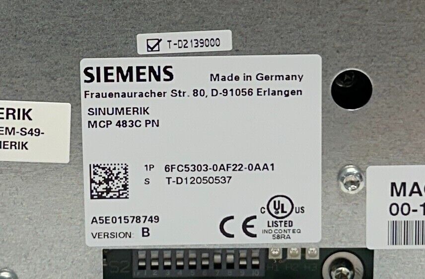 SIEMENS 6FC5303-0AF22-0AA1 / 6FC53030AF220AA1 SINUMERIK MCP 483C PN ENet NSNP