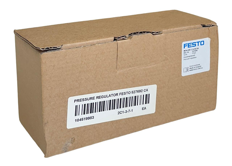 FESTO MS4-LRB-1/4-D6-RG / 527692 PRESSURE REGULATOR 14BAR/210PSI P1 MAX NSMP