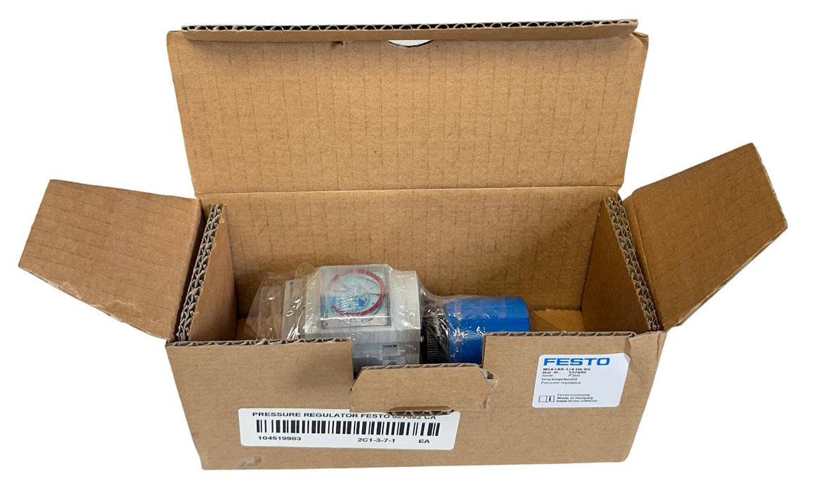 FESTO MS4-LRB-1/4-D6-RG / 527692 PRESSURE REGULATOR 14BAR/210PSI P1 MAX NSMP