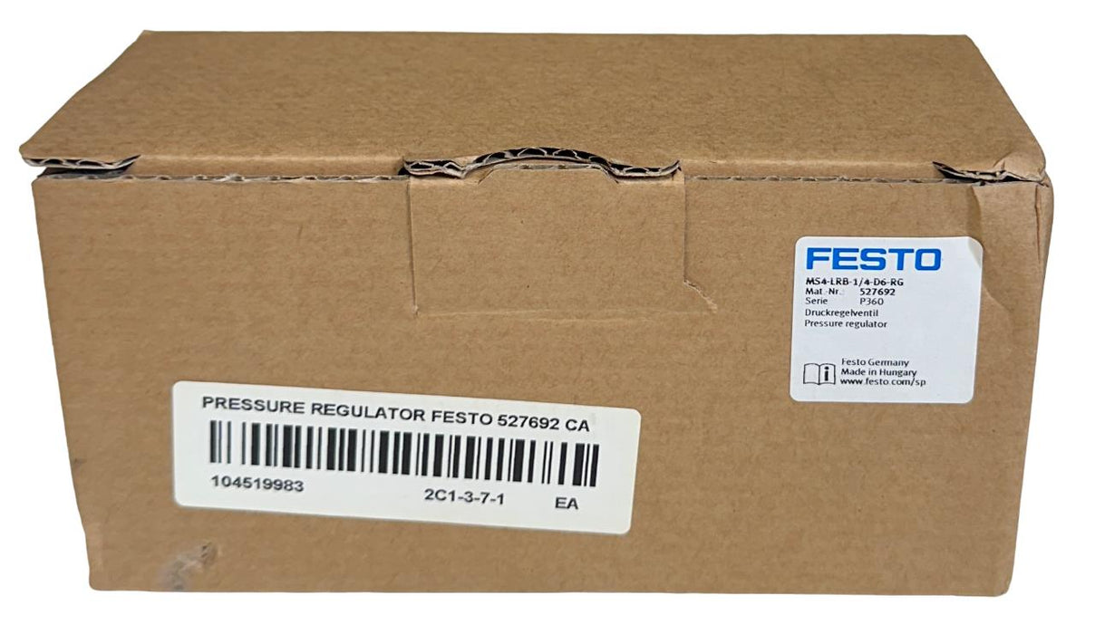 FESTO MS4-LRB-1/4-D6-RG / 527692 PRESSURE REGULATOR 14BAR/210PSI P1 MAX NSMP