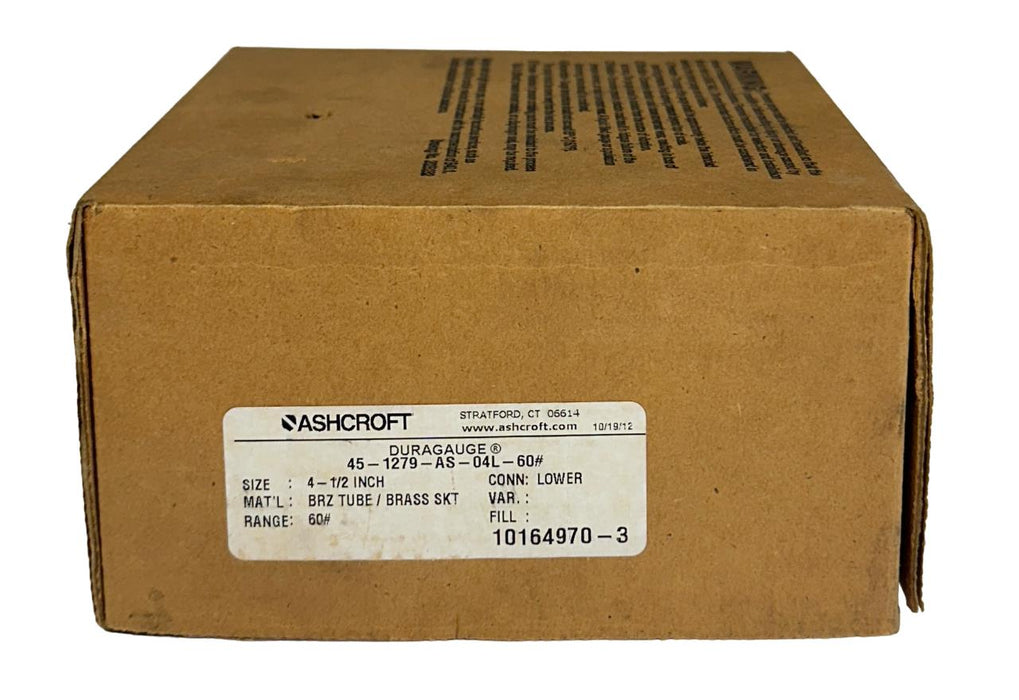 ASHCROFT 45-1279-AS-04L-60# / 451279AS04L60 DURAGAUGE PRESSURE GAUGE 60PSI NSMP