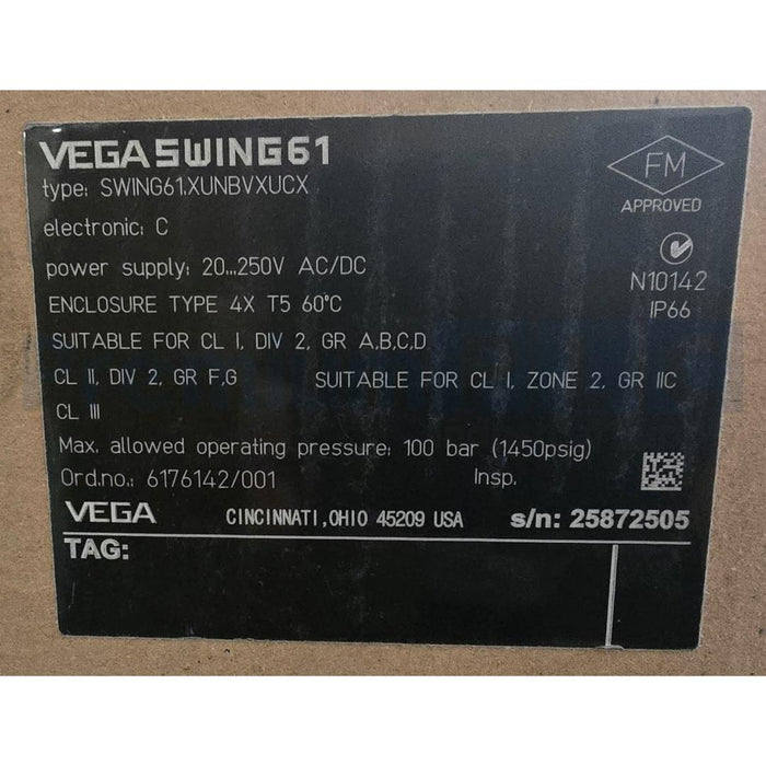 NEW VEGA VEGASWING 61 SWING61.XUNBVXUCX VIBRATING LIQUID LEVEL SWITCH 6176142/00
