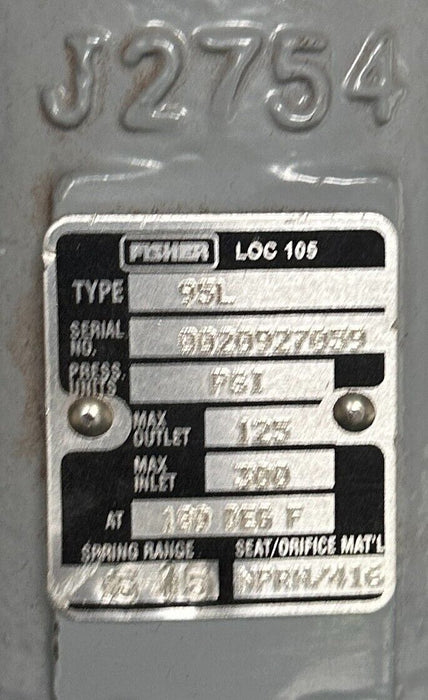 FISHER TYPE 95L PRESSURE REGULATOR 1'' 300PSI IN 125PSI OUT J2754 NSNP